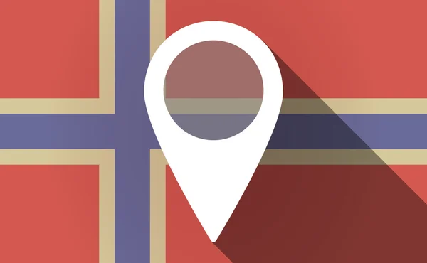 Langer Schatten norwegische Flagge mit einer Landkarte — Stockvektor
