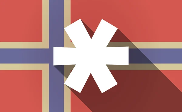 Bandeira da Noruega de sombra longa com um asterisco — Vetor de Stock