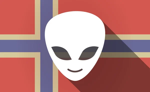 Длинный теневой флаг Норвегии с чужим лицом — стоковый вектор