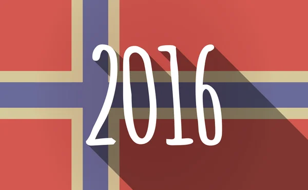 長い影の 2016年記号ノルウェー国旗 — ストックベクタ