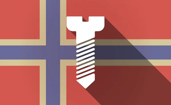 Långa skugga Norge flagga med en skruv — Stock vektor