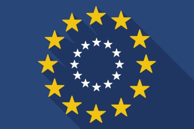 uzun gölge AB bayrağı ve Avrupa Birliği ile yıldız bayrak