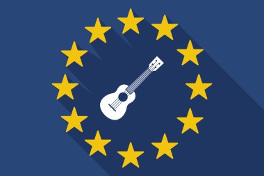 uzun bir ukulele ile gölge AB bayrağı