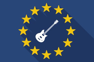 uzun bir elektro gitar ile gölge AB bayrağı
