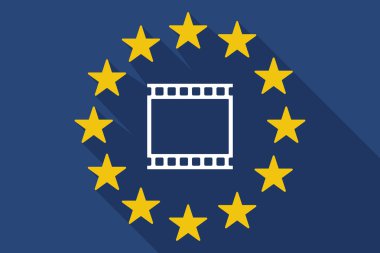 uzun gölge AB bayrağı ile bir fotoğraf 35mm film şeridi