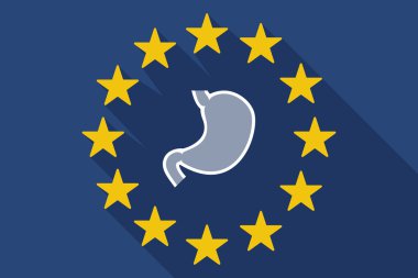 uzun bir sağlıklı insan mide simgesiyle AB bayrağı gölge