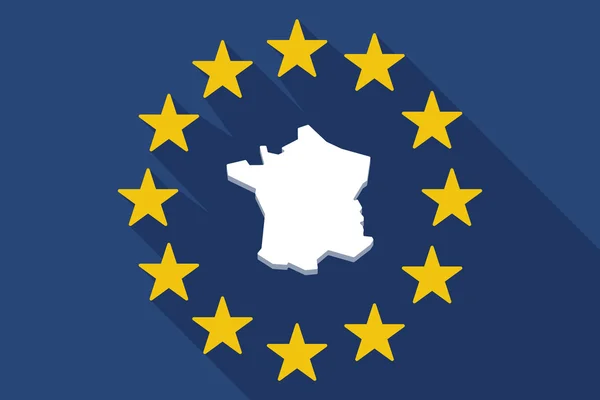 Довгі тіні прапором ЄС з картою Франції — стоковий вектор