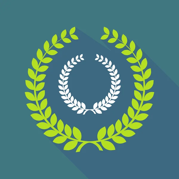 Long shadow laurel wreath icon with  a laurel crown sign — Stock Vector
