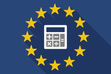 uzun bir hesap makinesi ile gölge AB bayrağı