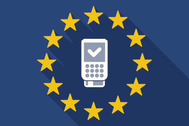 uzun bir dataphone simgesi ile gölge AB bayrağı