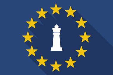 uzun bir AB bayrağı gölge satranç şekil