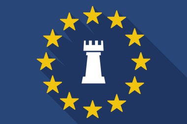 uzun gölge AB bayrağı bir kale satranç rakam ile