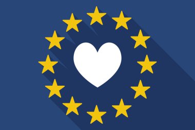 uzun gölge AB bayrağı ile kalp poker oyun kağıdı imzalamak