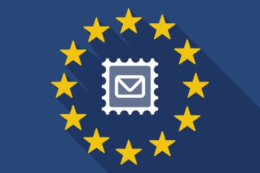 uzun bir posta damgası işareti ile AB bayrağı gölge