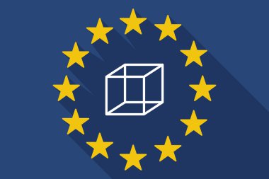 uzun gölge AB bayrağı bir küp ile kayıt