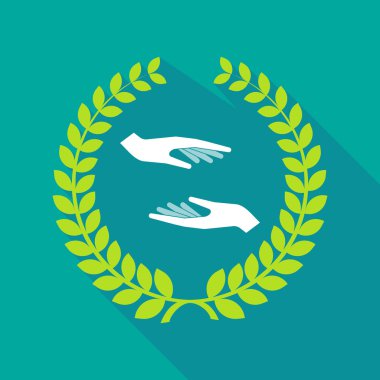 veren ve aldım uzun gölge defne çelengi simgesi iki eller