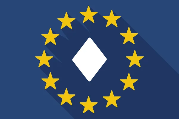 Ombre longue drapeau de l'UE avec le signe de carte de jeu de poker diamant — Image vectorielle