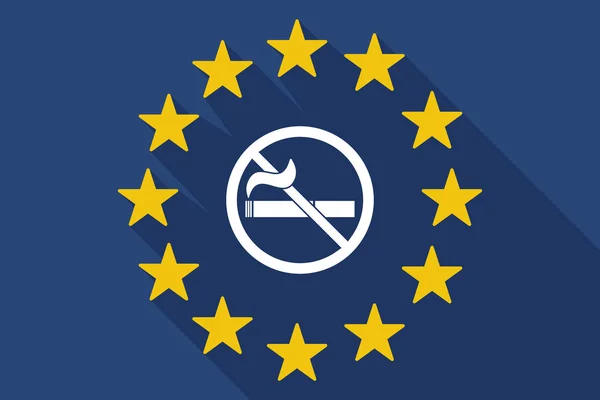Довгі тіні прапором ЄС без реєстрації куріння — стоковий вектор