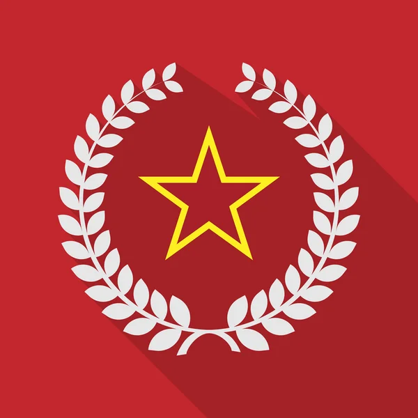 Longue couronne de laurier ombre icône avec l'étoile rouge du communisme i — Image vectorielle