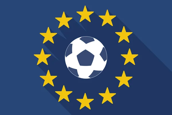 Uzun gölge AB bayrağı ile bir futbol topu — Stok Vektör