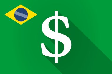 Uzun bir dolar işareti olan Gölge Brezilya bayrağı 