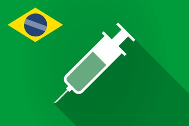 Uzun bir şırınga ile gölge Brezilya bayrağı