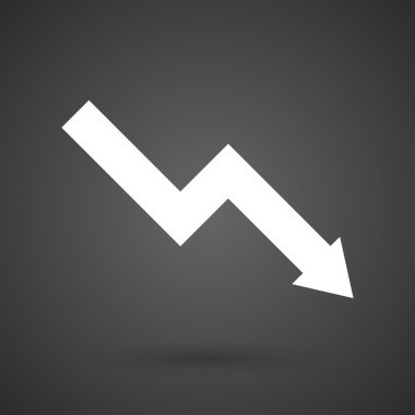   karanlık bir arka plan üzerinde azalan bir grafik beyaz simgesi