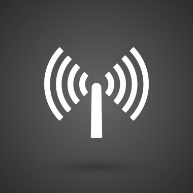  karanlık bir arka plan üzerinde bir anten beyaz simge