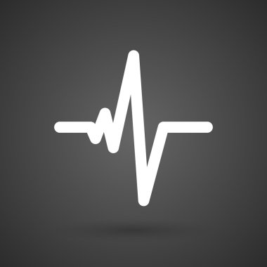   a heart beat sign   white icon on a dark  background clipart