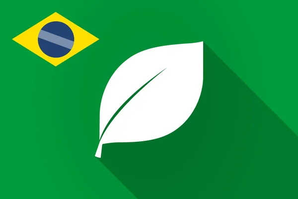 Sombra larga Bandera de Brasil con hoja — Archivo Imágenes Vectoriales