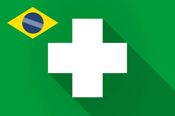 Uzun gölge Brezilya bayrağı bir eczane ile kayıt — Stok Vektör