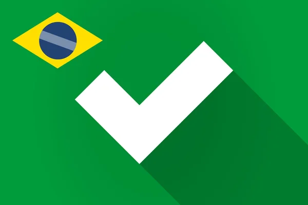 Bandeira de sombra longa do Brasil com uma marca de seleção —  Vetores de Stock