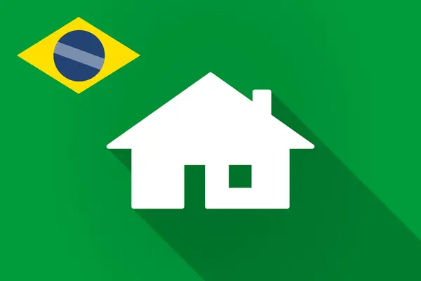 Långa skugga Brasilien flagga med ett hus — Stock vektor