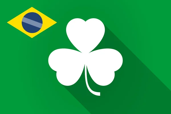 Ombre longue drapeau du Brésil avec un trèfle — Image vectorielle