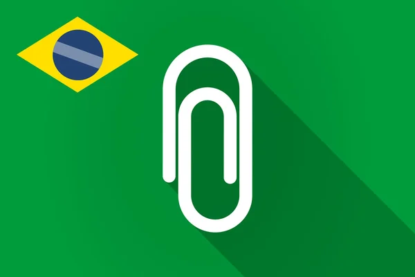 Långa skugga Brasilien flagga med ett klipp — Stock vektor