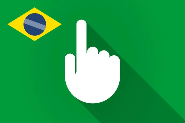 Long shadow Brazil flag with a pointing hand — Stock Vector