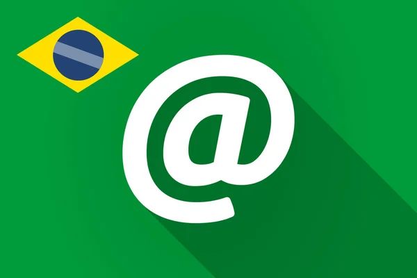 Langer Schatten brasilianische Flagge mit einem at-Zeichen — Stockvektor
