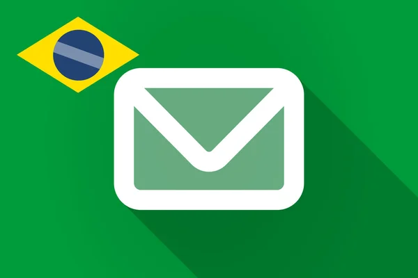 Langer Schatten brasilianische Flagge mit einem Umschlag — Stockvektor