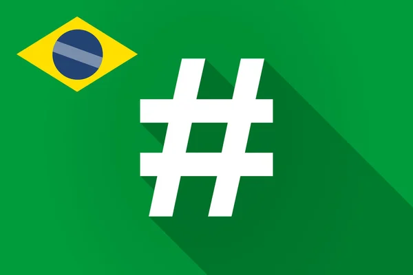 Uzun bir karma etiketi ile gölge Brezilya bayrağı — Stok Vektör
