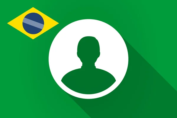 Long shadow Brazil flag with a male avatar — Stock Vector