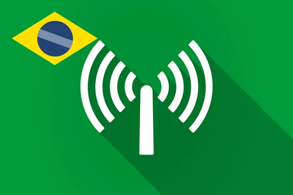 Bandeira de sombra longa do Brasil com uma antena —  Vetores de Stock