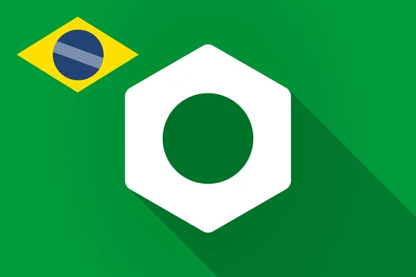 Bandeira longa do Brasil sombra com uma porca —  Vetores de Stock
