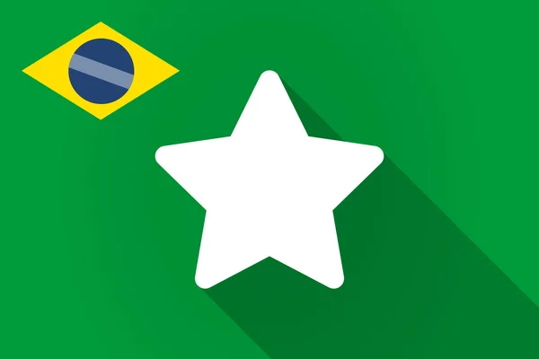 Long shadow Brazil flag with a star — Stock Vector