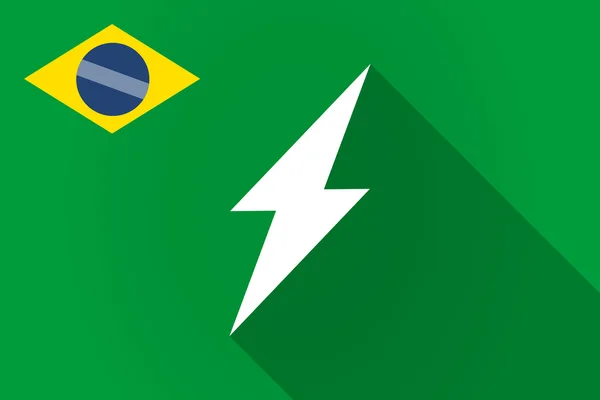 Langer Schatten brasilianische Fahne mit einem Blitz — Stockvektor