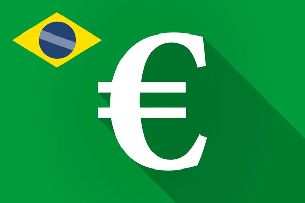 Long shadow Brazil flag with an euro sign — Stock Vector