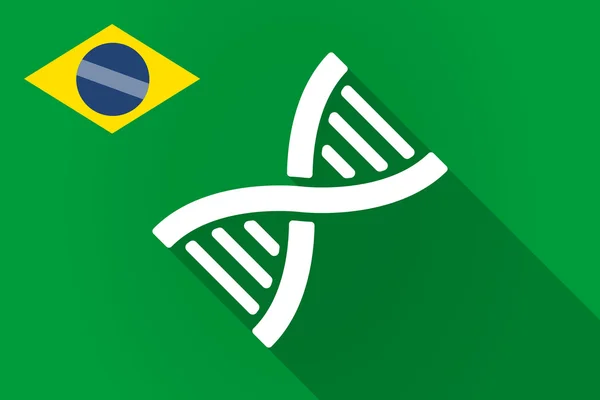 Bandeira de longa sombra do Brasil com um sinal de DNA — Vetor de Stock
