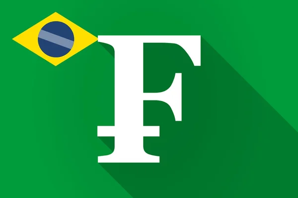長い影のスイス フラン記号でブラジルの国旗 — ストックベクタ