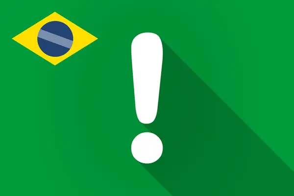 Uzun bir exclamarion işareti ile Brezilya bayrağı gölge — Stok Vektör