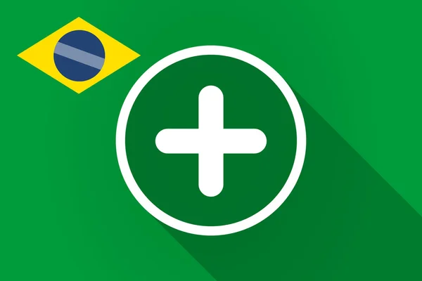 Långa skugga Brasilien flagga med en summa logga — Stock vektor