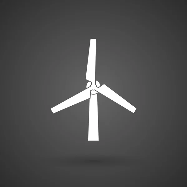 Een wind turbine witte icoon op een donkere achtergrond — Stockvector